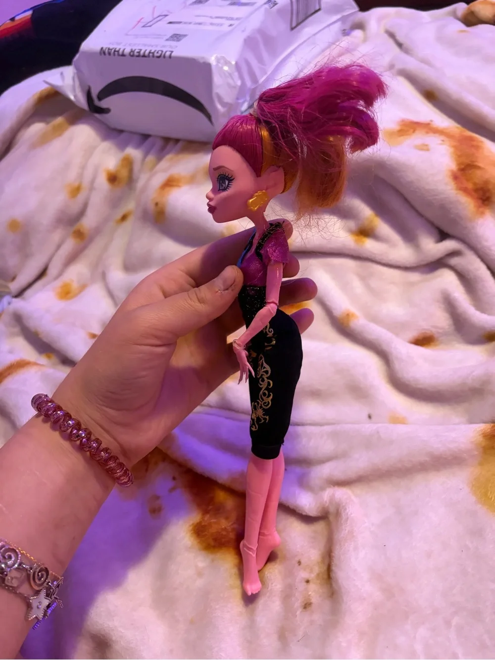 monster high Pink and Black Fashion Doll with Purple Hair Accents - Genie